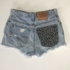 Levi’s 505 Distressed 11” High Rise Denim Shorts